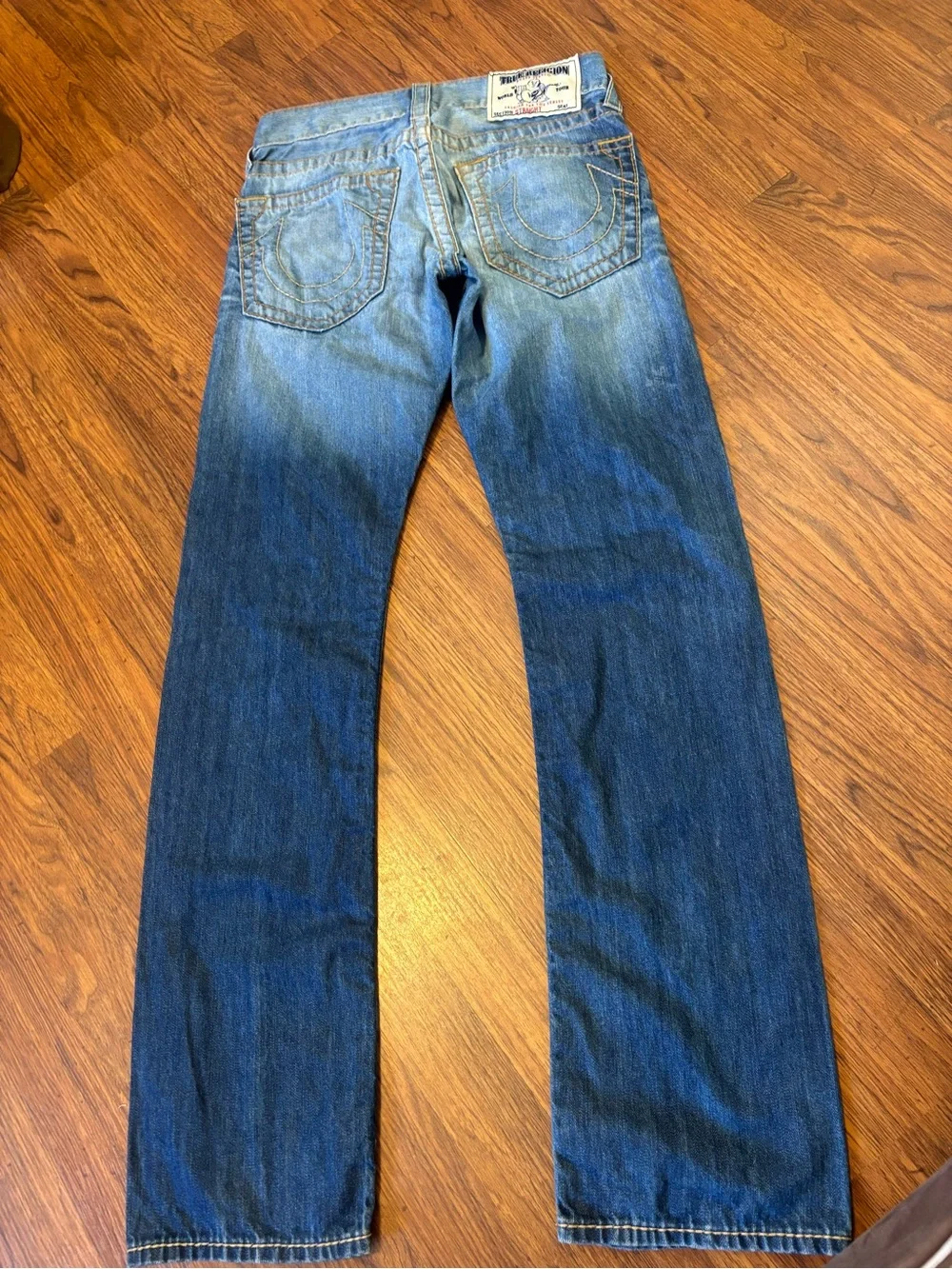 True Religion Men's Two-Tone Blue Straight Jeans